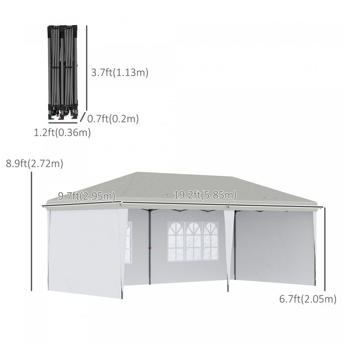 Outsunny 10'x 20' Outdoor Pop Up Canopy Tent Party Tent Commercial Instant Shelter W/ Carrying Bag White