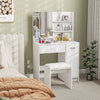 HOMCOM Vanity Desk with Mirror and Stool Makeup Vanity for Bedroom White