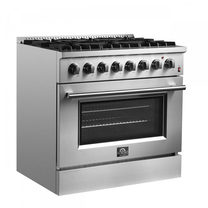 Forno Marco 36\" Dual Fuel Range, Stainless Steel, 5.36 cu. Ft. - FFSGS6197-36