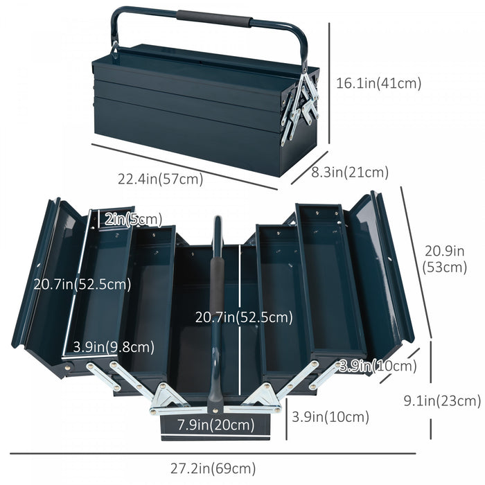 Durhand Portable 5-tray Metal Tool Box