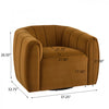 Vela Modern Velvet Swivel Club Chair with Tub Design, Black, Caramel | Vela Fauteuil Club Moderne en Velours Pivotant a Coque, Noir, Caramel