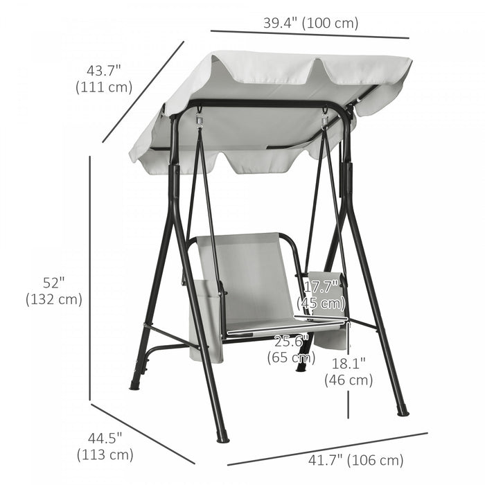Outsunny 1-seat Patio Swing Chair With Adjustable Canopy And Cushions