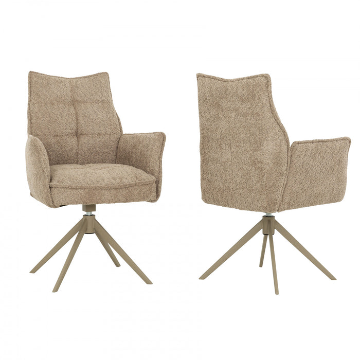 Elowen Taupe Upholstered Swivel Dining Armchair (Set of 2)