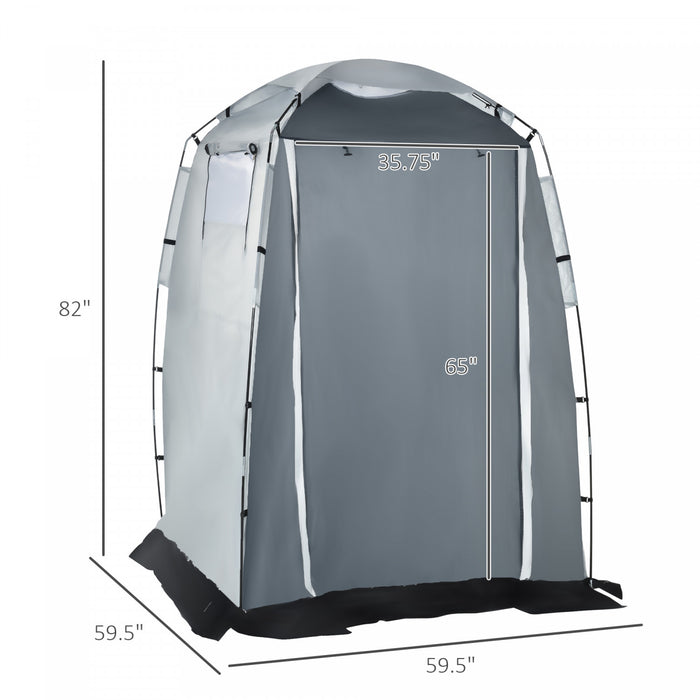 Outsunny 60\" X 60\" X 82\" Shower Tent Extra Wide Changing Room Privacy Portable Camping Shelters With Windows & Floor Mat, Black & White