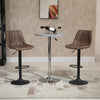 HOMCOM Set Of 2 Microfiber Retro Tub Bar Stools Metal Frame Footrest Brown