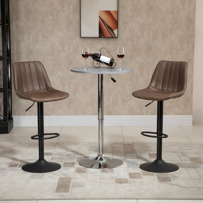 HOMCOM Set Of 2 Microfiber Retro Tub Bar Stools Metal Frame Footrest Brown
