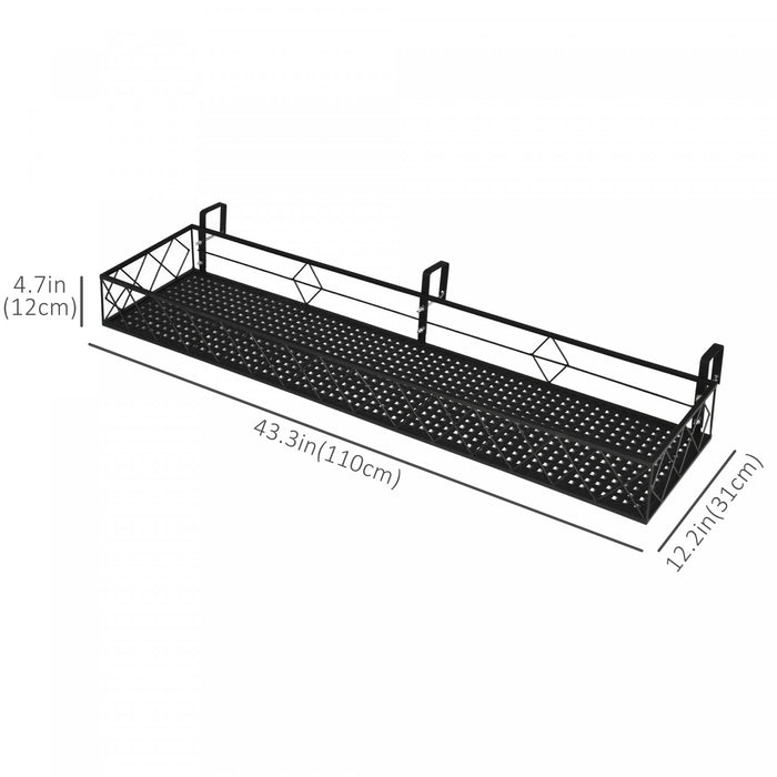 Outsunny 43'' X 12'' Hanging Flower Pot Stand Rack With Hooks, Metal Plant Pot Holder, Railing Shelf, Windows Decorate For Outdoor Garden Balcony Fence Patio