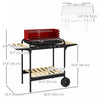 Outsunny Portable Outdoor Charcoal BBQ Grill with Adjustable Grill Height, Barbecue Trolley with Ash Catcher and Wheels for Outdoor Garden Party Cooking, Red