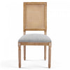 Oliver Solid Wood Rubberwood Dining Chair Set of 2 with Upholstered Seat Cane Backrest and Fluted Legs,Grey | Oliver lot de 2 chaises de salle a manger en bois massif (hevea) avec assise rembourree, dossier en cannage et pieds canneles, gris