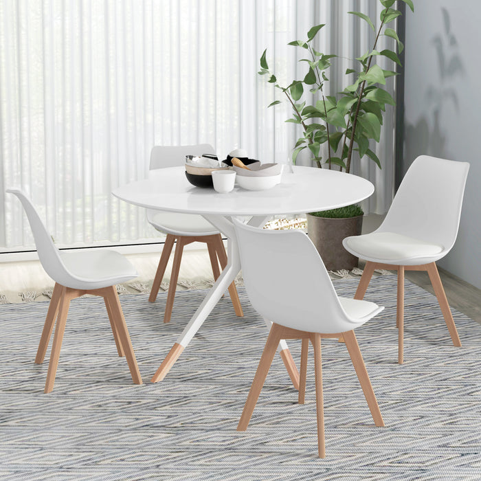 HOMCOM Modern Dining Chairs Set of 4 with PU Leather Cushion, Wood Frame