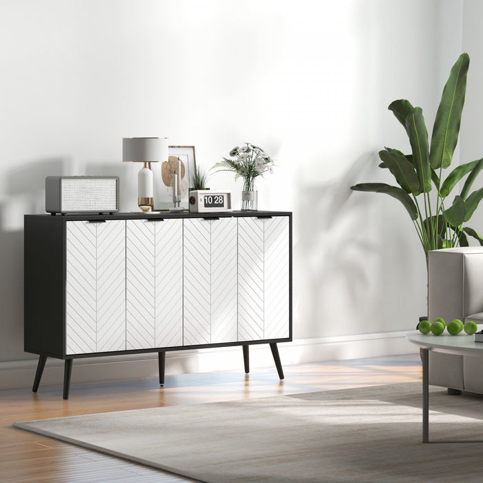 HOMCOM 47\" Sideboard, Buffet Cabinet with Adjustable Shelves, Black