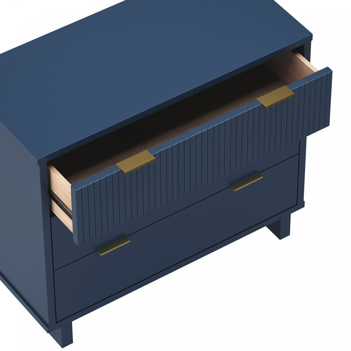 Elara Contemporary 38\" Solid Wood Dresser in Midnight Blue (3-Drawer)