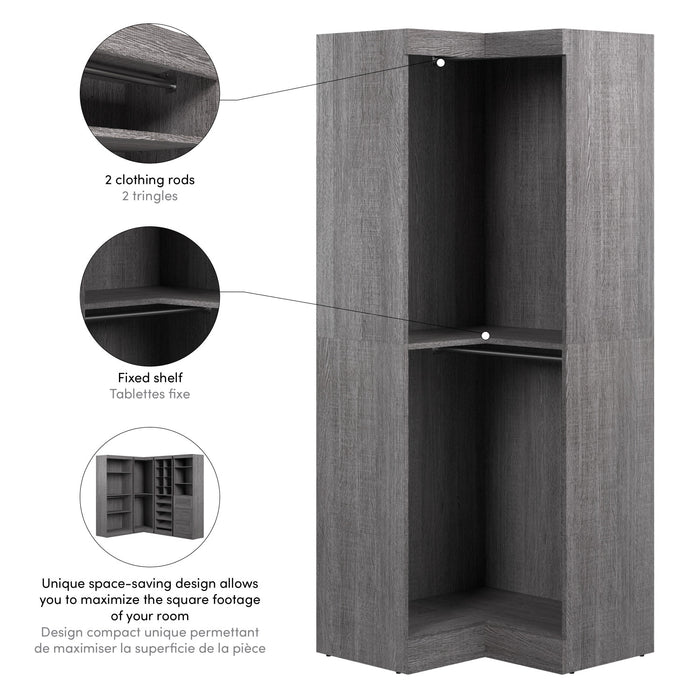 Bestar Pur 33 W Corner Closet Organizer - Bark Grey