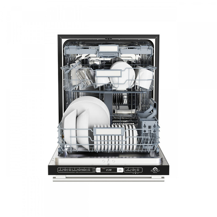 Forno Romano 24 in. Built-In Tall Tub Dishwasher in Black, Top Control, 52 dBA - FDWBI8035-24BLK