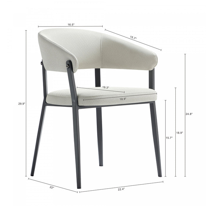 Belle Modern Metal Upholstered Dining Chair in Oatmeal - Set of 2