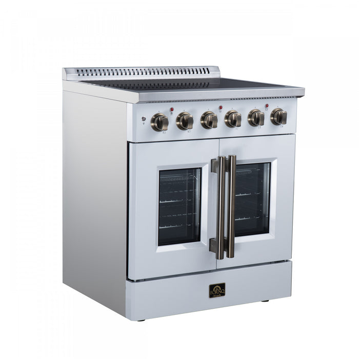 Galiano 30 Inch French Door Electric Range, 4 radiant burners, 4.32 cu.ft., White - FFSEL6917-30WHT