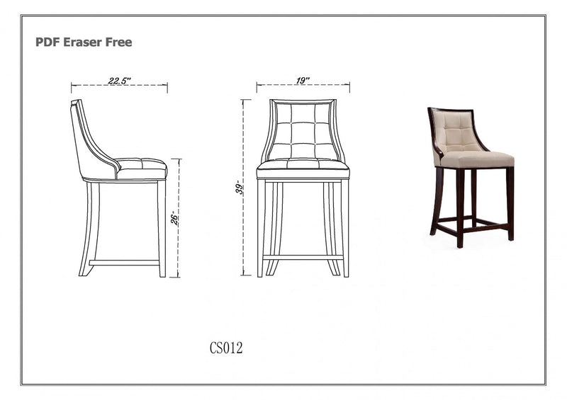 Fifth Avenue Traditional Wood Upholstered Counter Stool in Pearl White - Set of 3
