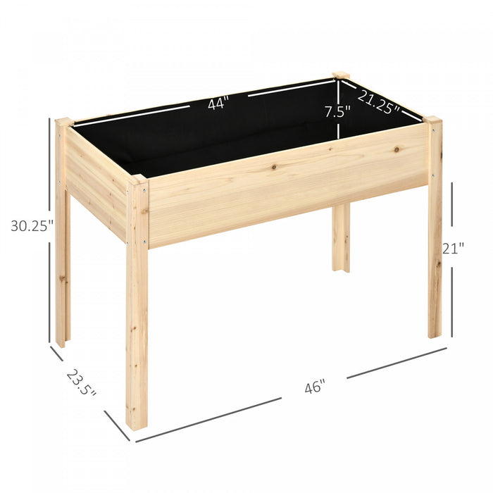 Outsunny 46'' X 24'' Raised Garden Bed, Wooden Elevated Planter Box With Non-woven Liner For Vegetable, Flower, Herb In Patio, Backyard, Balcony
