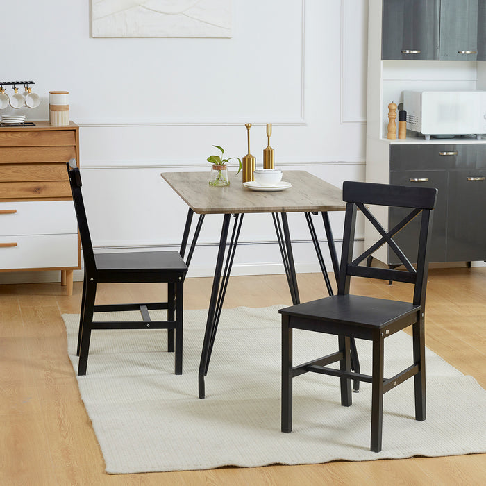 HOMCOM Farmhouse Wood Dining Chairs Set of 2 with Cross Back, Black