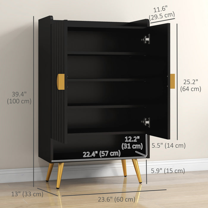 HOMCOM Narrow Shoe Cabinet for Entryway Shoe Storage Cabinet with Storage