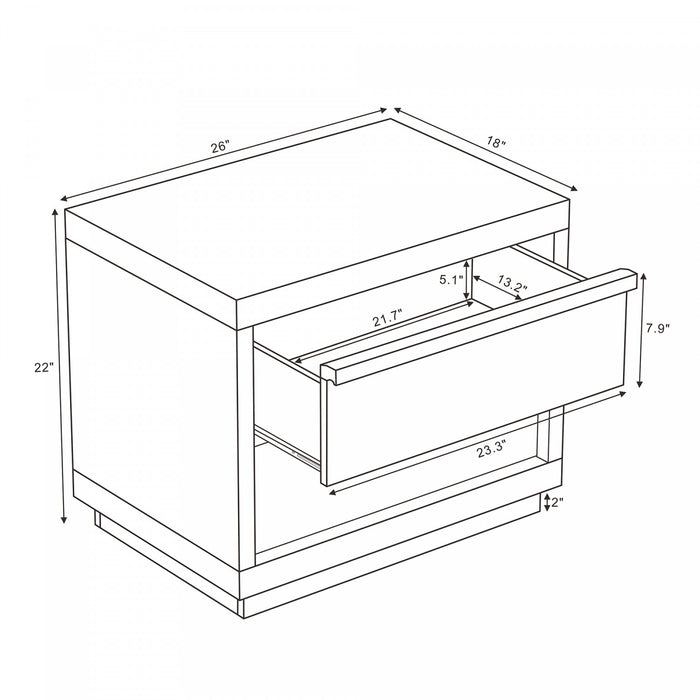 Navis Contemporary 26\" Nightstand in Charcoal Gray (2-Drawer)