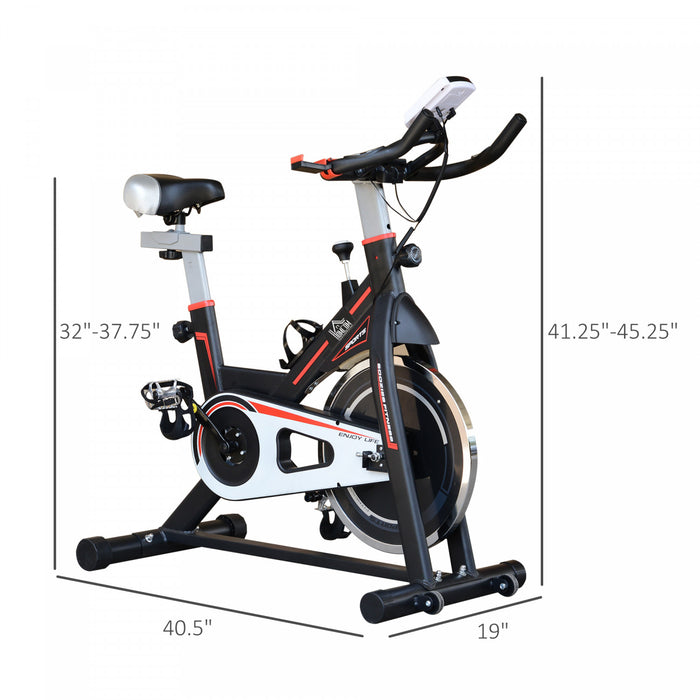 Soozier Upright Stationary Exercise Bike Indoor Cardio Workout Training Bicycle W/ Adjustable Resistance Lcd Monitor Phone Holder Black