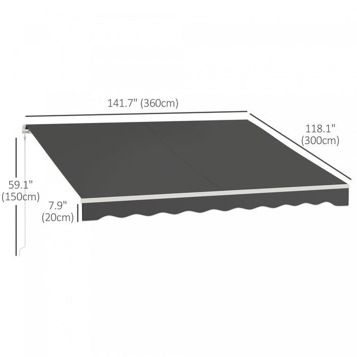 Outsunny 12' X 10' Electric Retractable Awning W/ Remote Controller, Grey