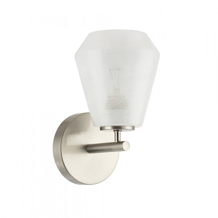 Brooke 1 Light Wall Sconce, Brushed Nickel With Wispy White Glassware