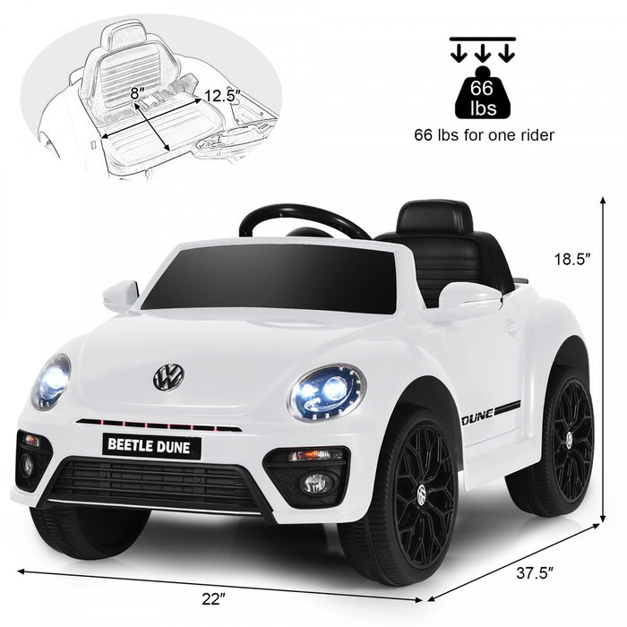 Costway 12v Kids Ride On Car Licensed Volkswagen Beetle W/ Remote Control & Music White
