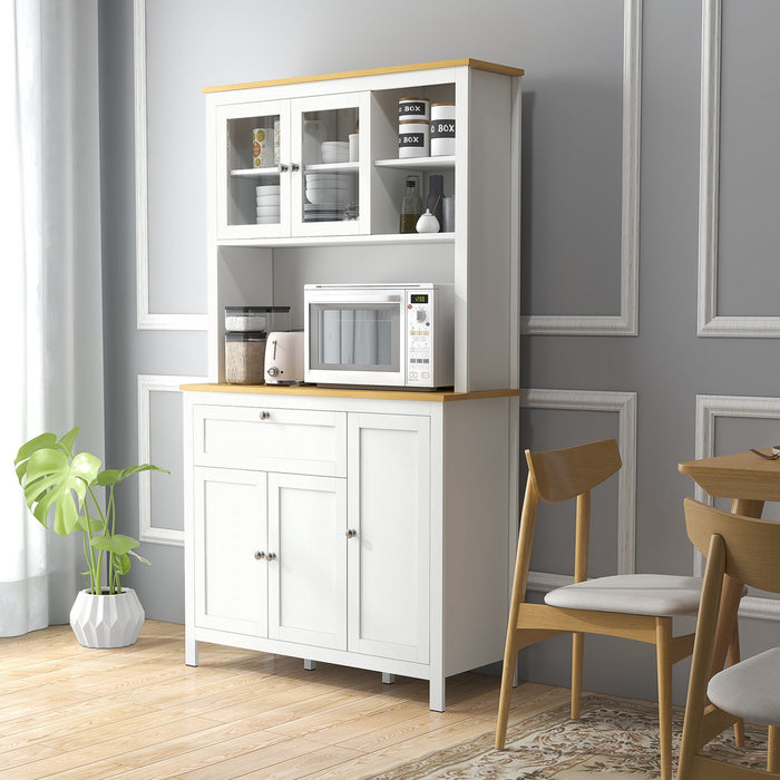HOMCOM 71\" Kitchen Pantry Storage Cabinet w/Adjustable Shelves Glass Door