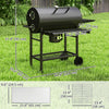 Outsunny 29" Charcoal BBQ Grill with Foldable Front Side Table, Barbecue Grill with Spacious Cooking Area, Shelf, Lid, Thermometer, Wheels for Outdoor Cooking, Patio Backyard Party