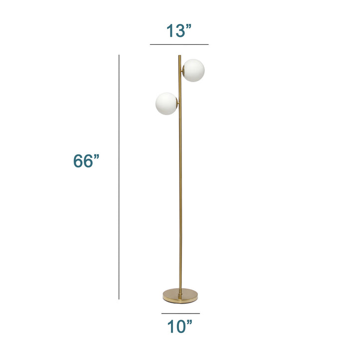 Liam Modern 2 Light Floor Lamp, Gold, 66\"H