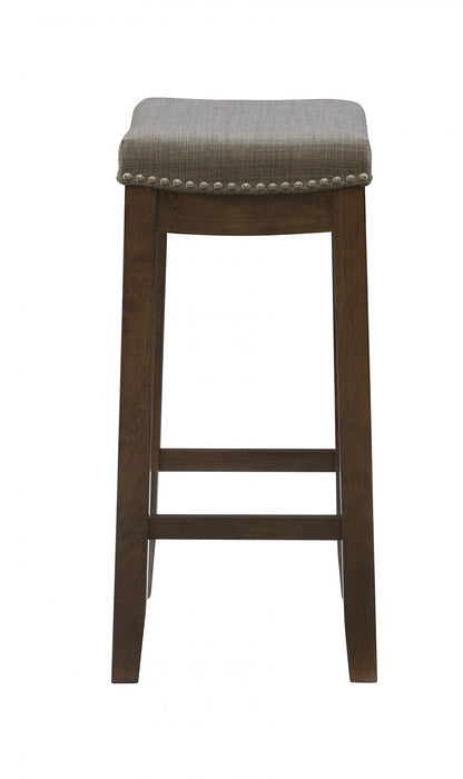 Claridge Linen-Look Fabric Backless Saddle Counter-Height Stool - Dark Brown
