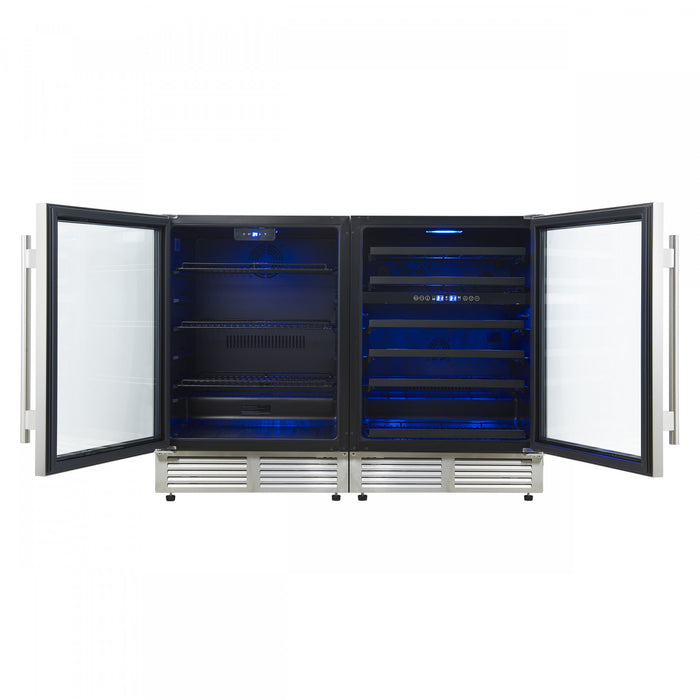 Forno Gemello 48\" Side-by-Side Wine and Beverage Cooler in Stainless Steel, 9.6 cu. ft.- FWCDR6699-48S