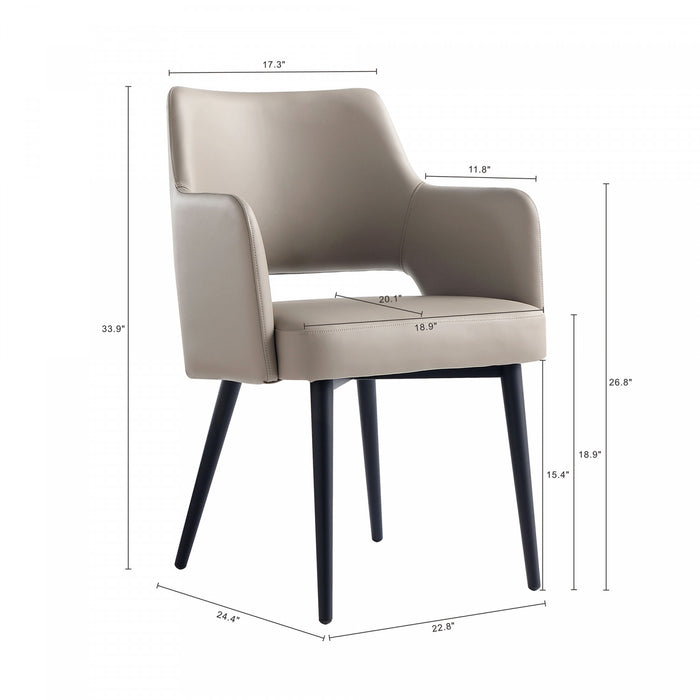 Tremont Modern Vegan Leather Metal Armchair in Taupe - Set of 2