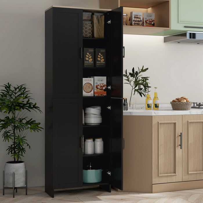 HOMCOM 67\" Kitchen Pantry 4-door Storage Cabinet with Adjustable Shelves