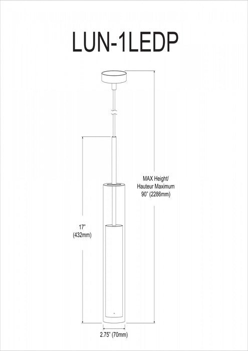 Dainolite Luna LED Pendant 6w Aged Brass Finish Clear Glass Lamp
