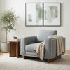Caden 43 in. Fabric Accent Chair with Block Arms and Wood Legs - Grey | Caden 43 po. Fauteuil d'appoint en tissu avec accoudoirs blocs et pieds en bois - Gris
