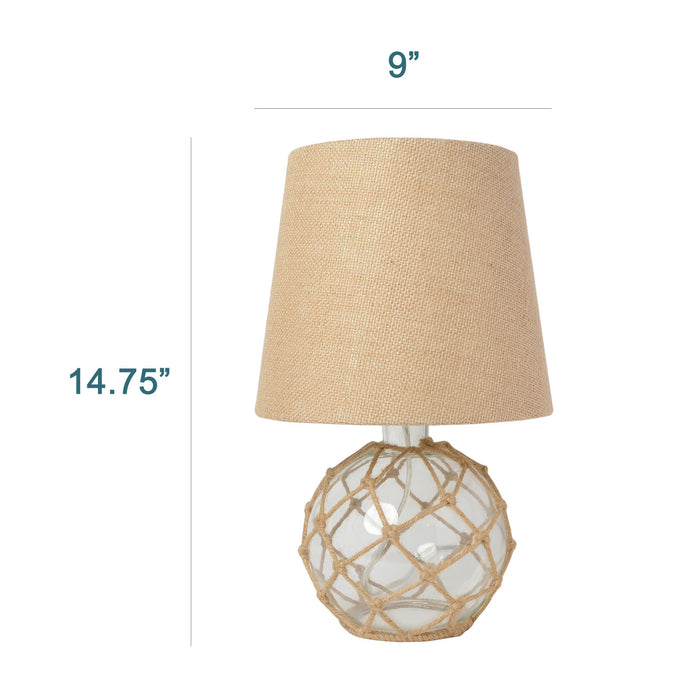 Marelle Netted Burlap & Glass Table Lamp, Clear, 14.75\"H