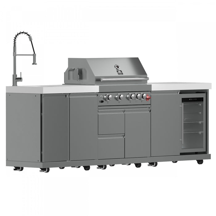 FORNO Bulnes Outdoor Kitchen 60,000 BTU Stainless Steel BBQ & White Countertops - FODKT2506WHT