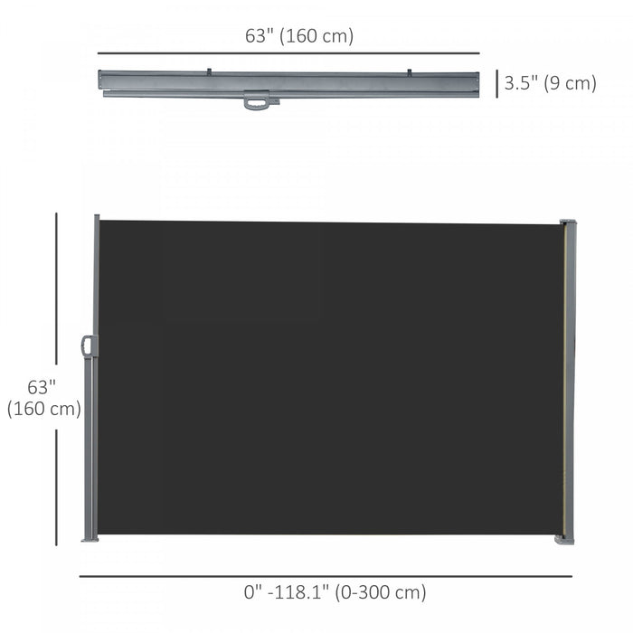 Outsunny Double Retractable Side Awning 236\" X 63\" Patio Screen Black