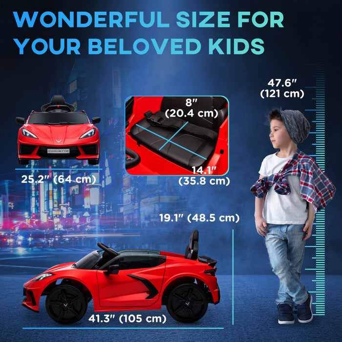 Qaba Electric Car For Kids, 12v Battery Powered Ride-On Kids Car With Remote Control, Suspension System, Music, Horn, Headlight, Slow Start, Kids Ride On Car For 3-6 Years Old, Red