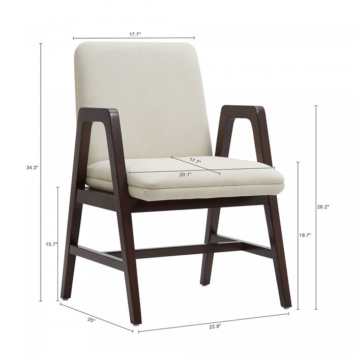 Stella Modern Velvet Wood Armchair in Cream - Set of 4