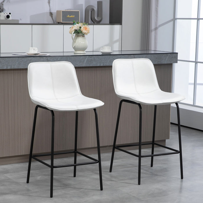 HOMCOM Bar Stools Set of 2, Microfiber Cloth Upholstered Bar Chairs