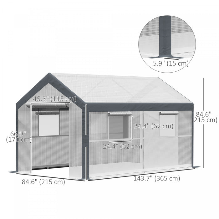 Outsunny 7' X 12' X 7' Heavy Duty Walk-in Greenhouse Seed Growth Tent White