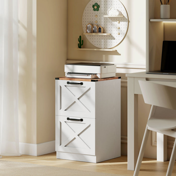 HOMCOM 2 Drawer File Cabinet, Filing Cabinet Fits Letter/A4 Size, White