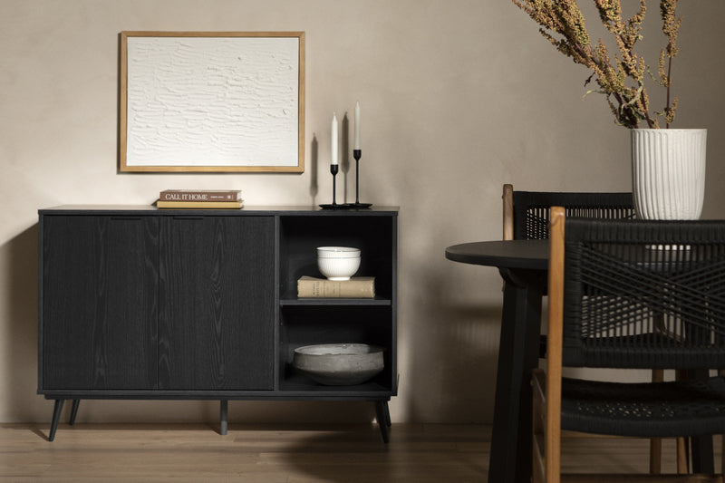 Mezzy 2-door Accent Cabinet With Open Storage - Black Oak 