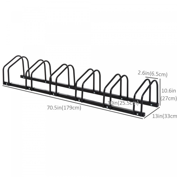 Soozier 6-bike Bicycle Floor Parking Rack Cycling Storage Stand Black