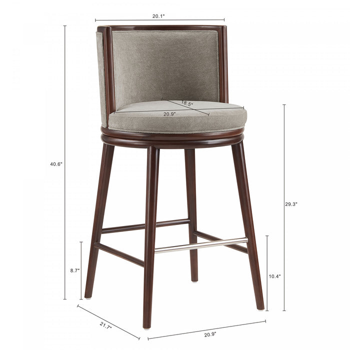 Evalyn Modern Wood Upholstered Barstool in Dove - Set of 3