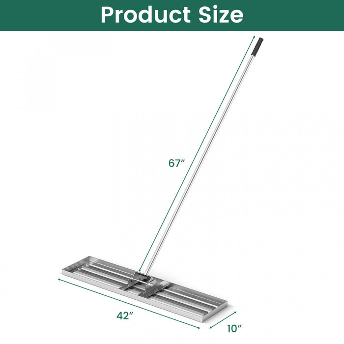 Costway Lawn Leveling Rake 42\" X 10\" Heavy Duty Level Lawn Tool For Garden Backyard/lawn Silver